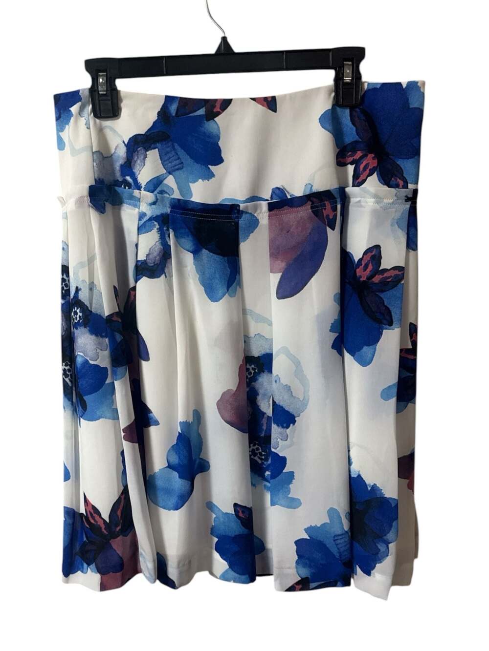 Banana Republic Blue Watercolor Floral Print Pleated Flare Skirt Size 8